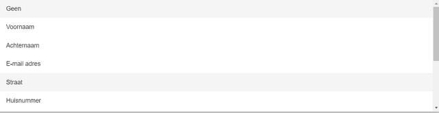 Dropdown voor kolom selectie