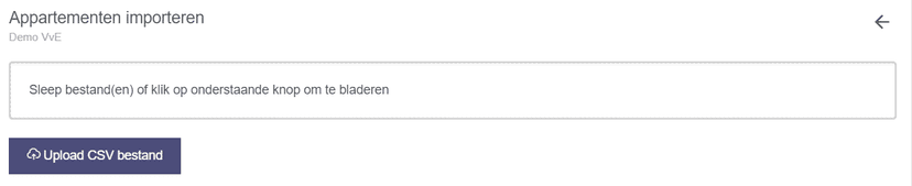 Upload scherm voor CSV bestand