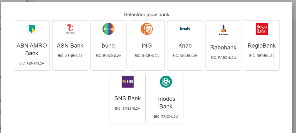 Lijst van beschikbare banken