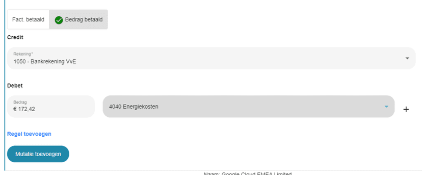 Banktransactie selecteren voor boeking