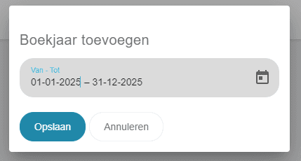 Formulier voor nieuw boekjaar