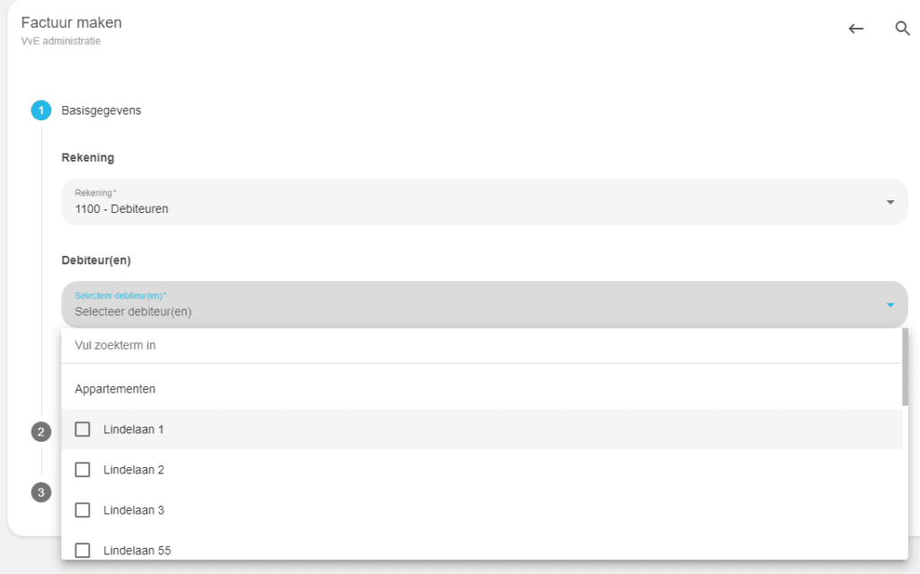 Formulier voor nieuwe factuur