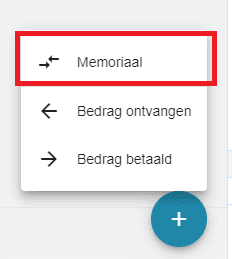 Memoriaal optie selecteren