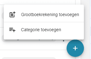 Plus knop voor nieuwe grootboekrekening