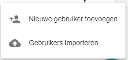 Keuzemenu voor nieuwe gebruiker of import
