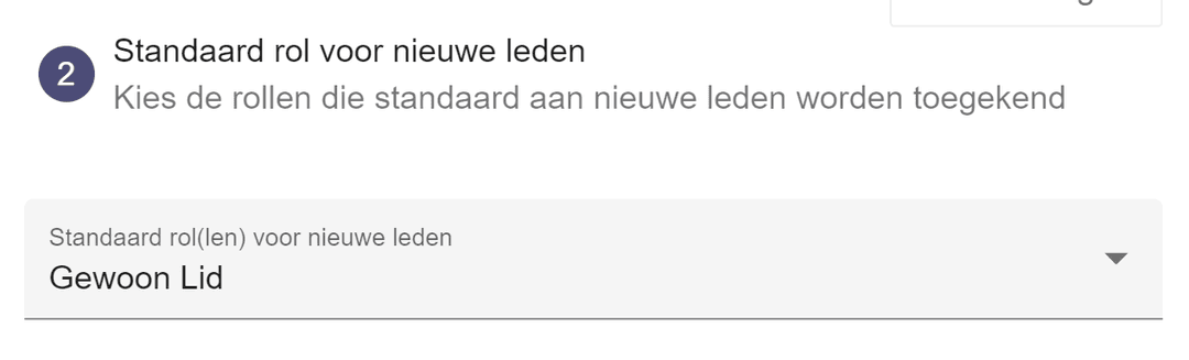 Selectie van standaard rol voor nieuwe leden