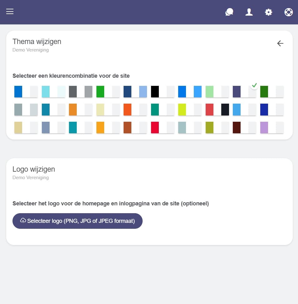 Schermvoorbeeld van thema wijzigen instellingen
