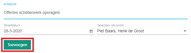 Knop toevoegen voor actiepunt