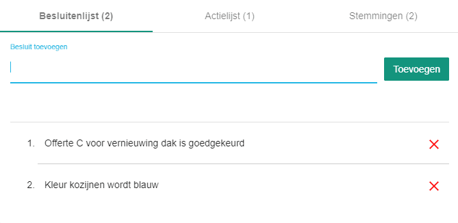 Besluitenlijst interface