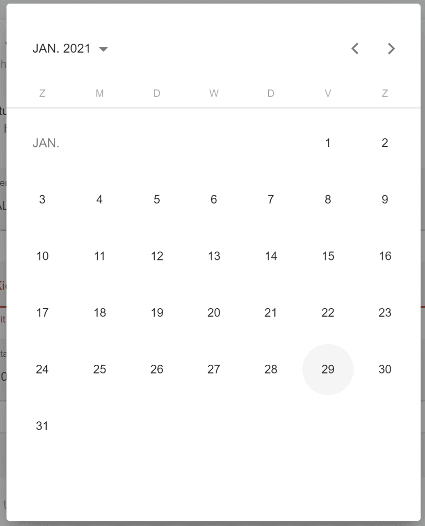 Datum selecteren in datepicker