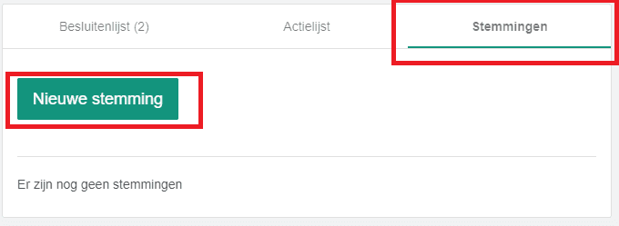 Tabje Stemmingen en knop Nieuwe stemming