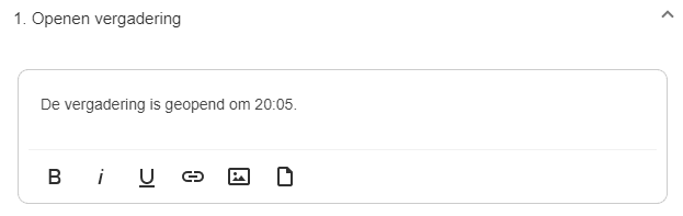 Notulen bewerkingsscherm
