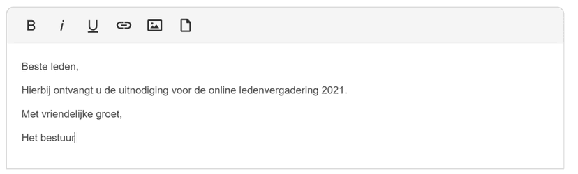 Uitnodiging tekst invullen