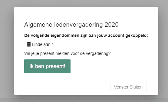 Pop-up melding bij binnenkomst vergadering
