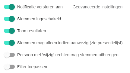 Geavanceerde instellingen voor stemming