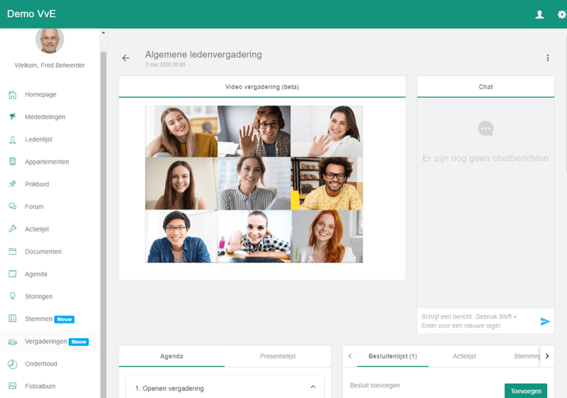 Optie live video vergaderen inschakelen