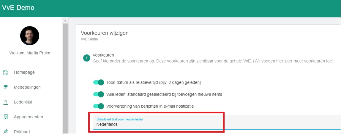 Overzicht van alle voorkeuren instellingen